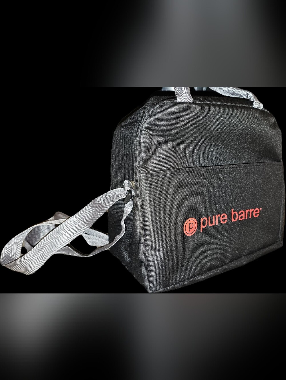Pure Barre Black Lunchbag with Gray Strap and Red Logo, NWOT